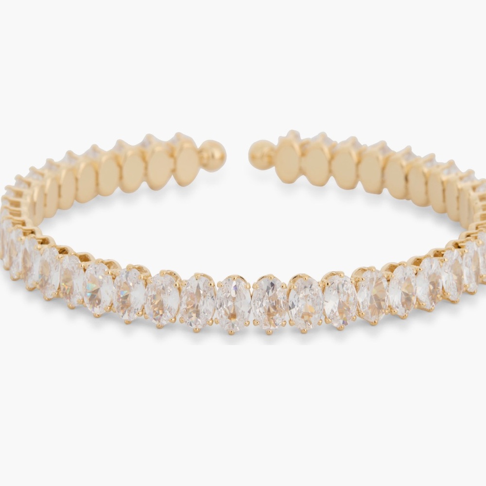 TASHA Nordstrom Elegant Gold Bracelet Cuff with Clear Cubic Zirconia Stones